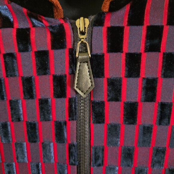 Anac Mixed Media Art To Wear Full Zip velvet Burnout Jacket Mock Neck Size M - Picture 4 of 6